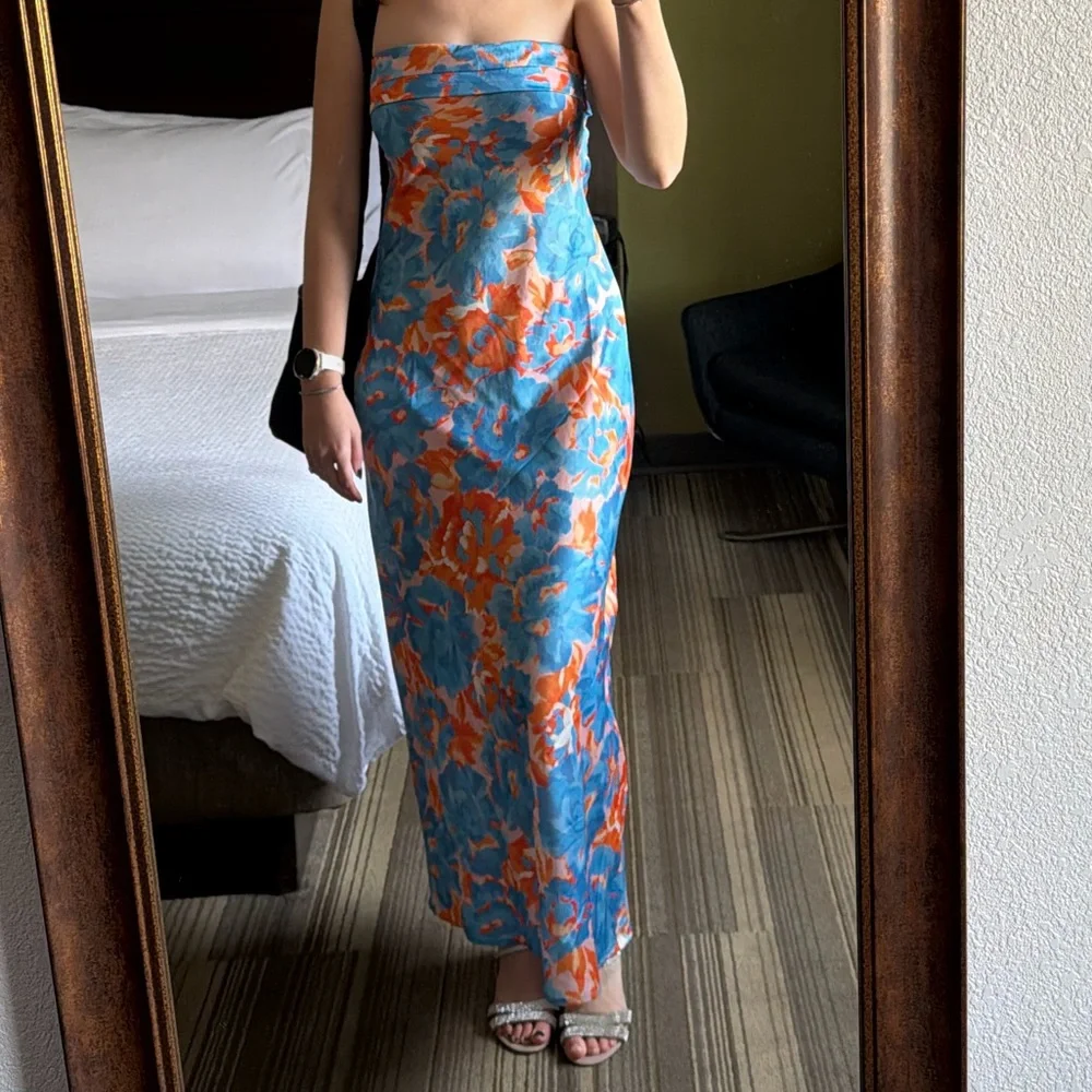 Hello Molly Blue and Orange Floral Maxi Dress - Picture 9 of 10